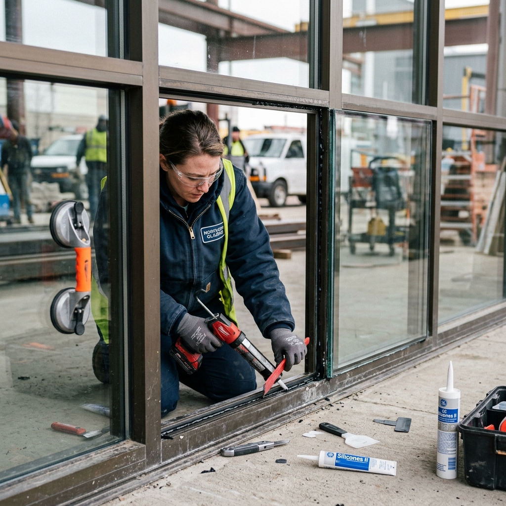 Commercial storefront window repair