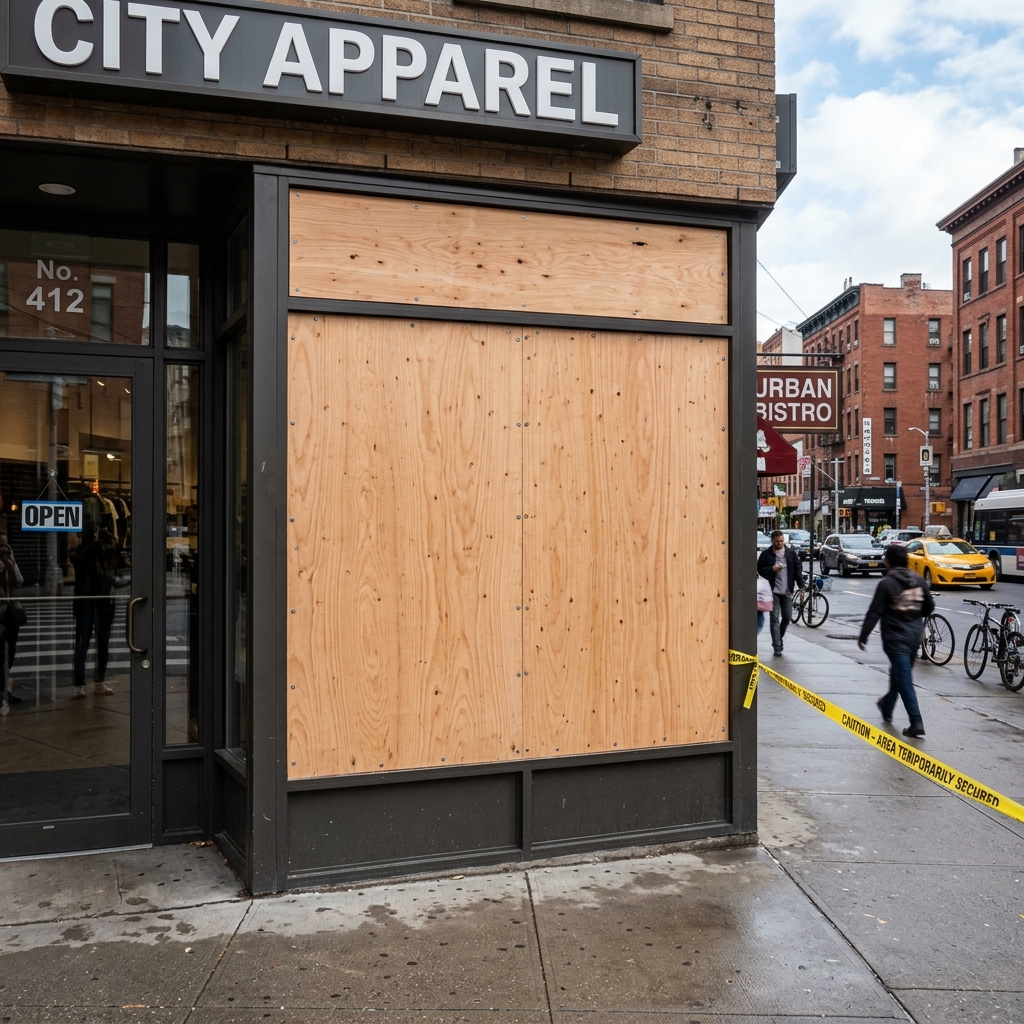Emergency commercial storefront board-up service